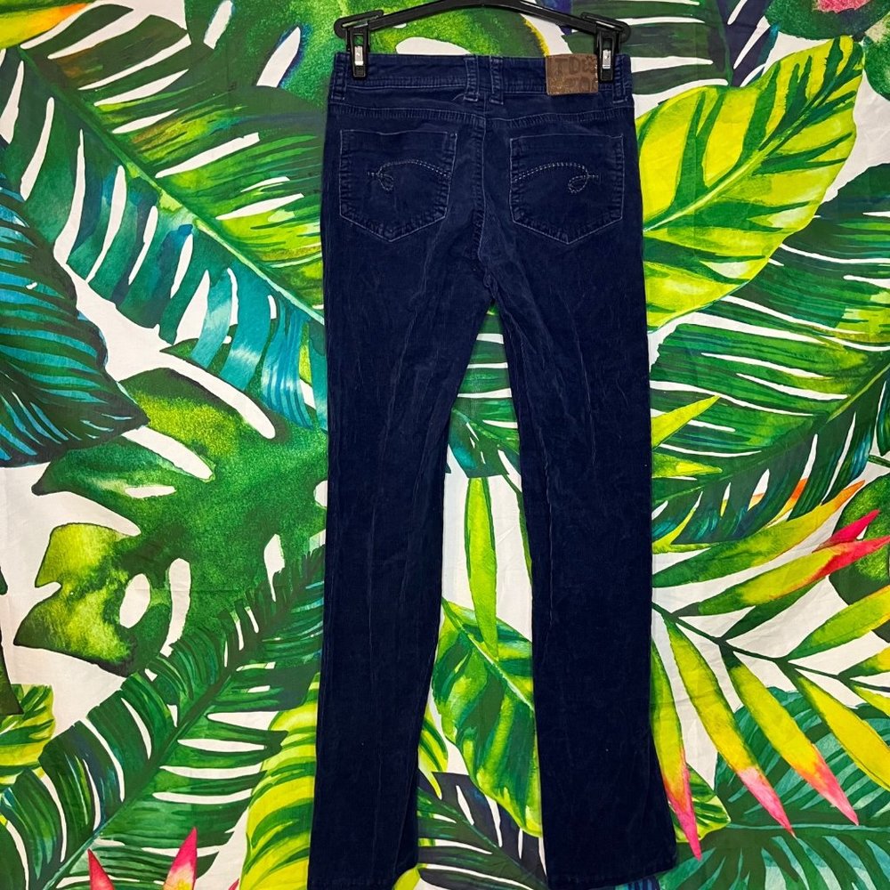 Y2K Limited Too Girls 12 Slim Dark Blue Corduroy Embroidered Fall Winter Jeans - Picture 2 of 10